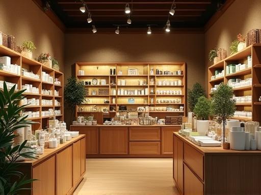 Interior of a natural cosmetics store
