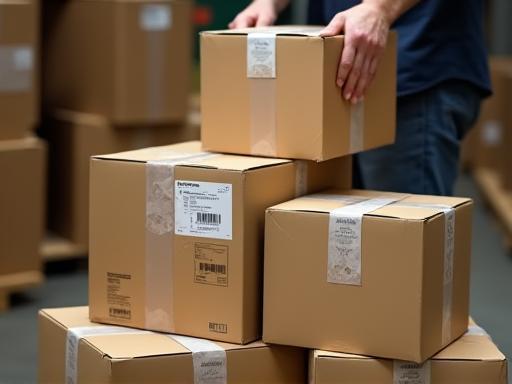 Boxes of cosmetic products ready for shipping